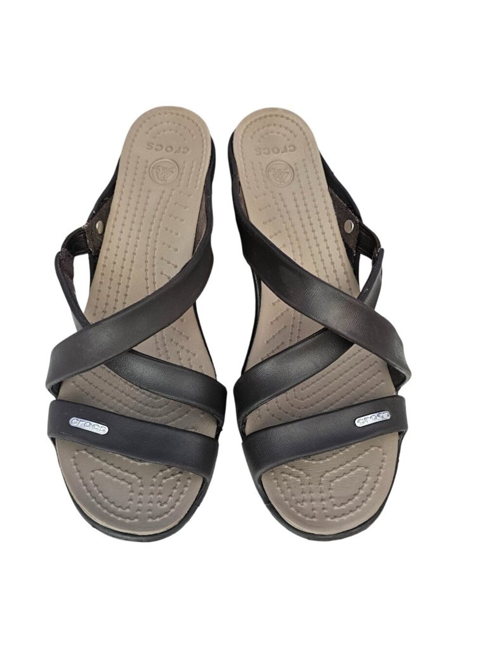 Crocs Cypress IV Heeled Womens #14558 Brown Shoes Sandals Strappy Comfy Size W8